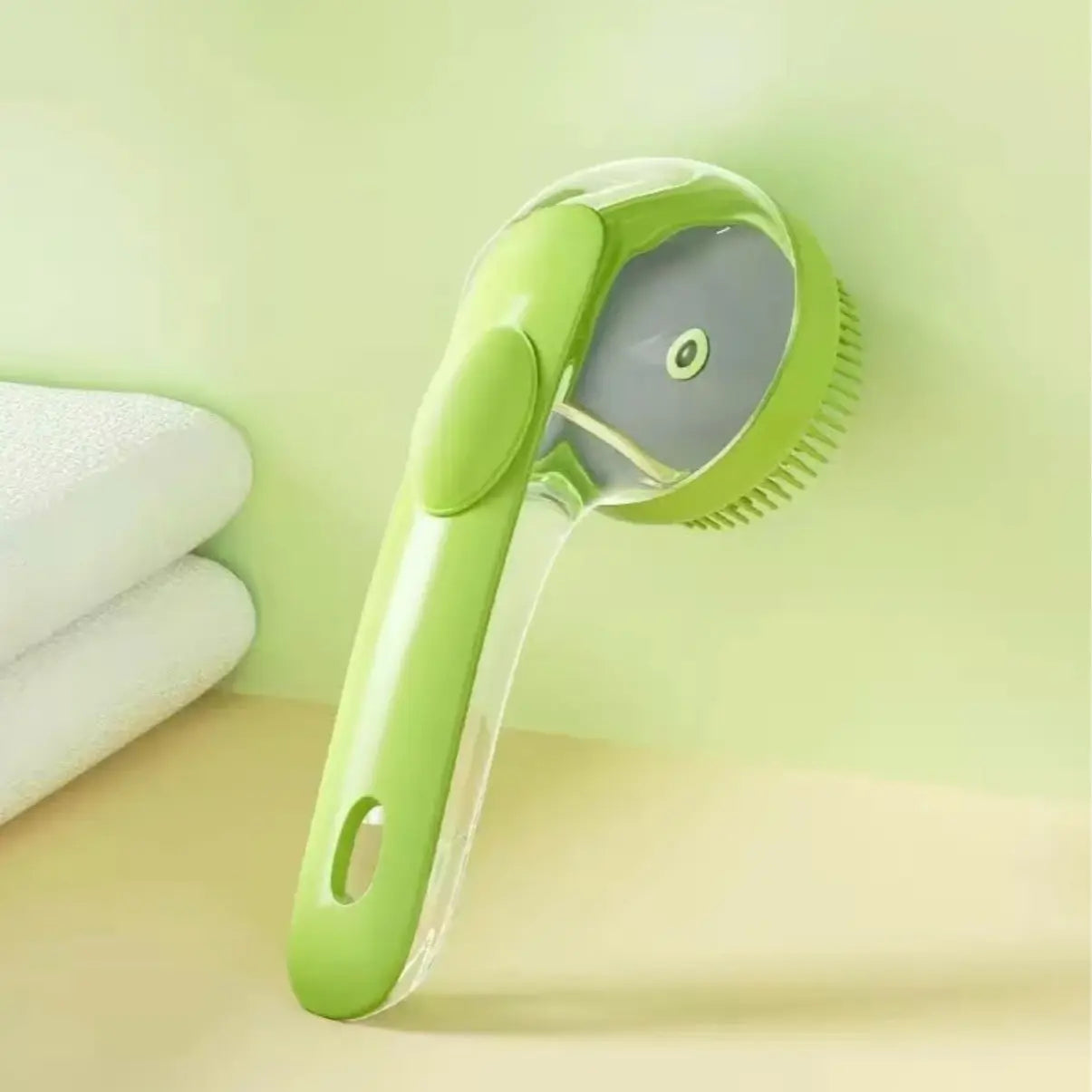 2-in-1 Pet Bath & Grooming Brush with Shampoo Dispenser – Soft Massage Brush for Dogs & Cats