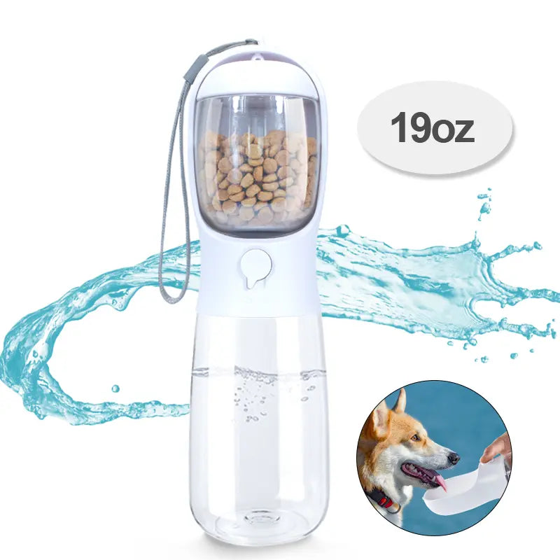2-in-1 Portable Pet Water Bottle with Food Container – Travel Water Dispenser for Dogs, Cats & Small Pets
