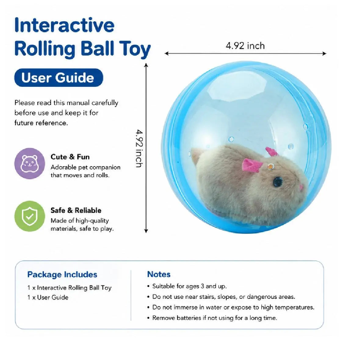 USB Rechargeable Smart Cat Toy – Auto-Rolling Ball with Mouse for Indoor Cats
