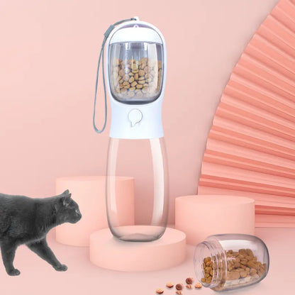 2-in-1 Portable Pet Water Bottle with Food Container – Travel Water Dispenser for Dogs, Cats & Small Pets