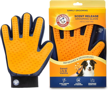 Arm & Hammer Simply Calm Dog Grooming Deodorizing Glove – Scented Silicone Brush for Bathing & Shedding
