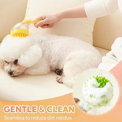 2-in-1 Pet Bath & Grooming Brush with Shampoo Dispenser – Soft Massage Brush for Dogs & Cats