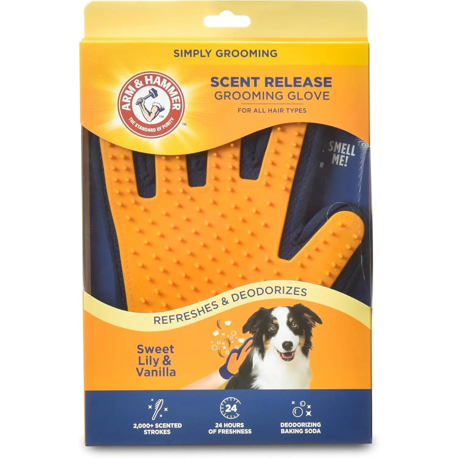 Arm & Hammer Simply Calm Dog Grooming Deodorizing Glove – Scented Silicone Brush for Bathing & Shedding