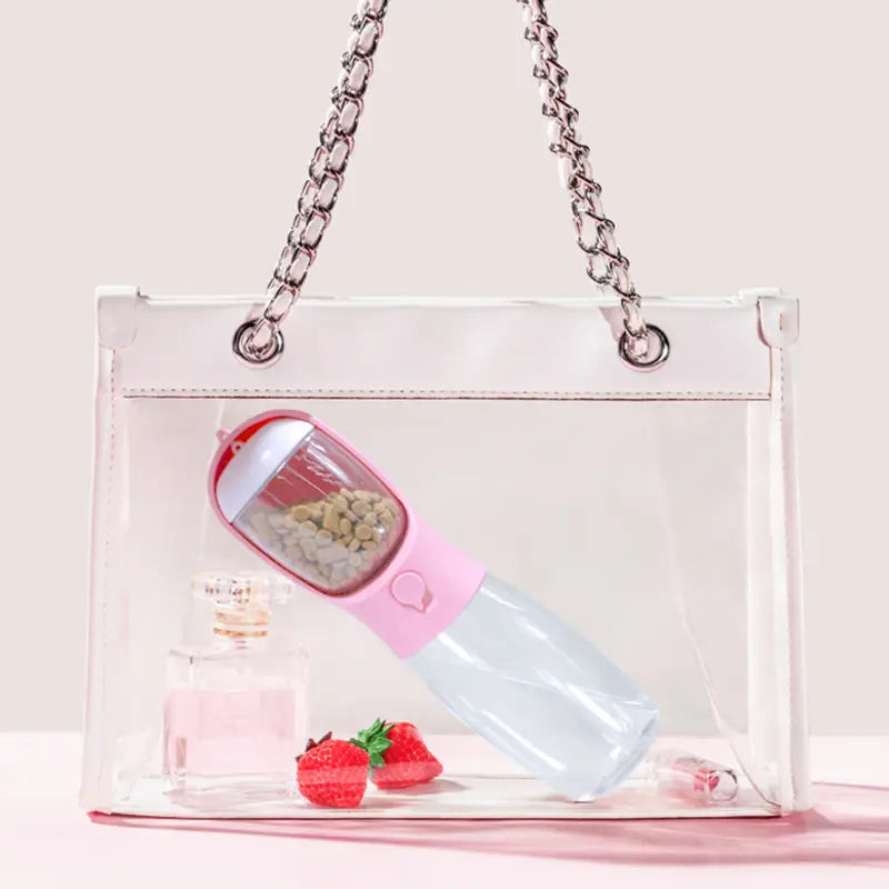 2-in-1 Portable Pet Water Bottle with Food Container – Travel Water Dispenser for Dogs, Cats & Small Pets