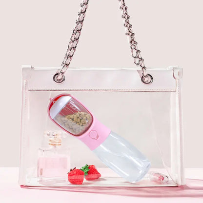 2-in-1 Portable Pet Water Bottle with Food Container – Travel Water Dispenser for Dogs, Cats & Small Pets