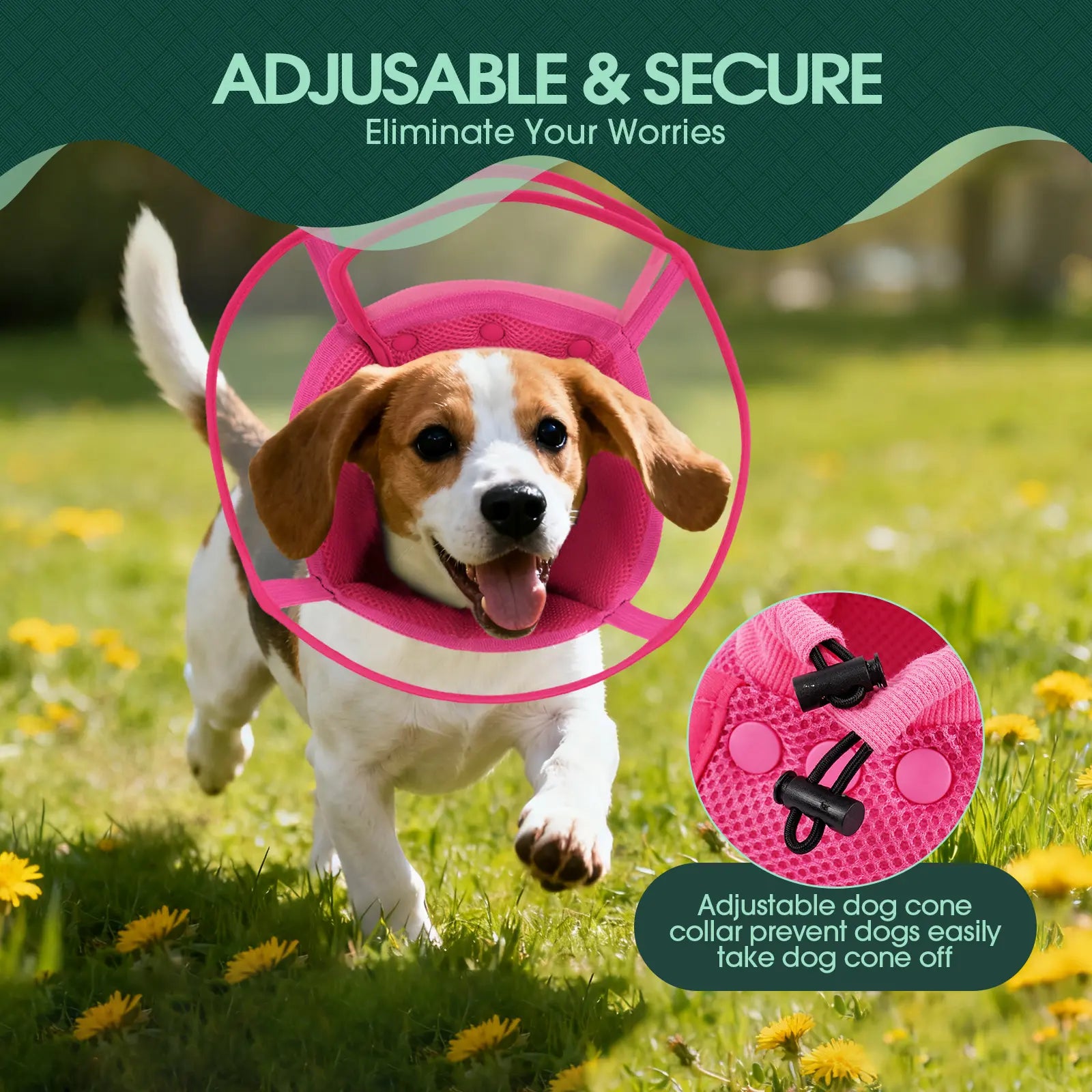 Kuoser Soft Dog Recovery Cone Collar – Adjustable Protective Collar for Small, Medium & Large Dogs