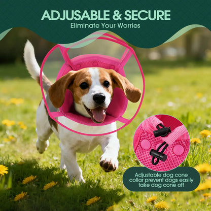 Kuoser Soft Dog Recovery Cone Collar – Adjustable Protective Collar for Small, Medium & Large Dogs