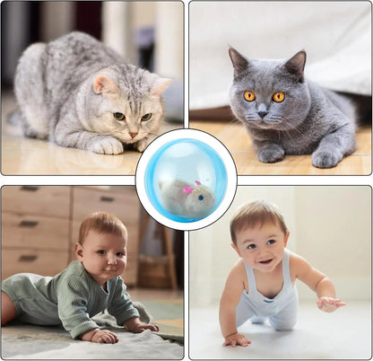 USB Rechargeable Smart Cat Toy – Auto-Rolling Ball with Mouse for Indoor Cats