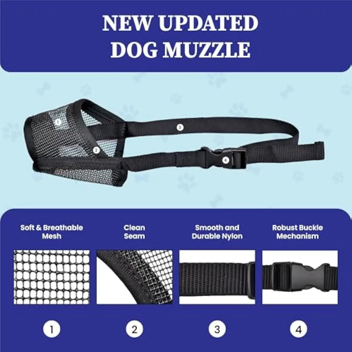 Adjustable Air Mesh Dog Muzzle – Breathable No-Bark Muzzle for Small, Medium & Large Dogs