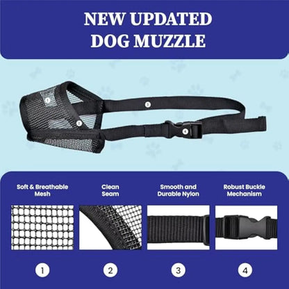 Adjustable Air Mesh Dog Muzzle – Breathable No-Bark Muzzle for Small, Medium & Large Dogs