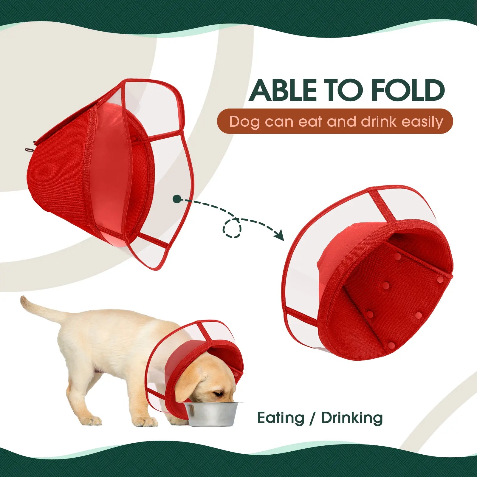 Kuoser Soft Dog Recovery Cone Collar – Adjustable Protective Collar for Small, Medium & Large Dogs