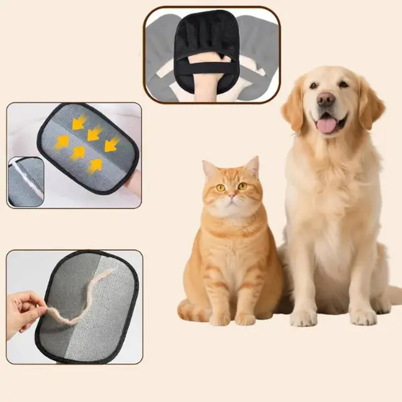 Reusable Pet Hair Removal Glove – Cat & Dog Hair Remover Mitt for Furniture, Bedding & Car