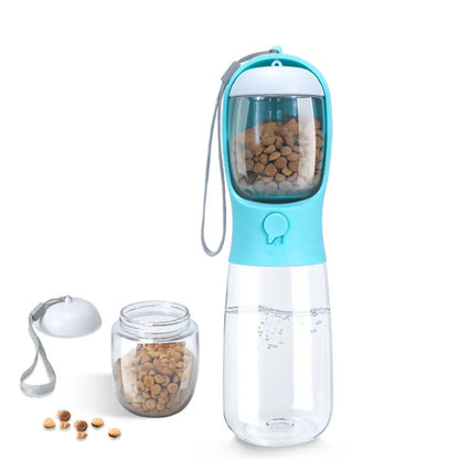 2-in-1 Portable Pet Water Bottle with Food Container – Travel Water Dispenser for Dogs, Cats & Small Pets