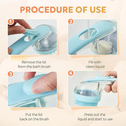 2-in-1 Pet Bath & Grooming Brush with Shampoo Dispenser – Soft Massage Brush for Dogs & Cats
