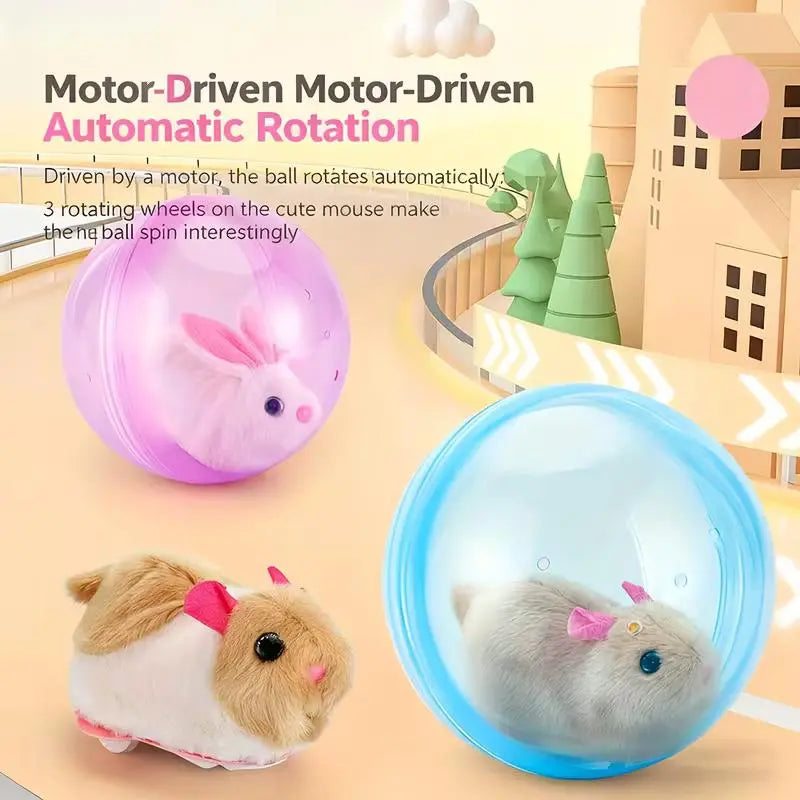 USB Rechargeable Smart Cat Toy – Auto-Rolling Ball with Mouse for Indoor Cats