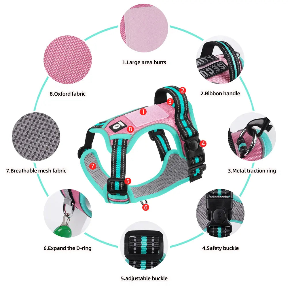 Anti-Pull Reflective Dog Harness – Soft Padded Adjustable Vest for Small, Medium & Large Dogs