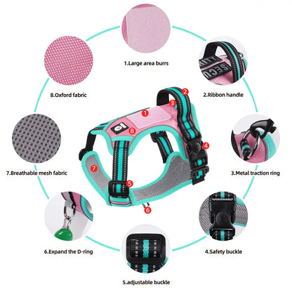 Anti-Pull Reflective Dog Harness – Soft Padded Adjustable Vest for Small, Medium & Large Dogs