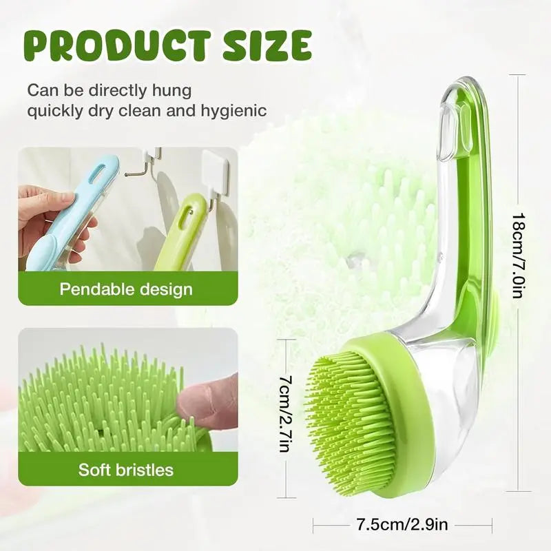2-in-1 Pet Bath & Grooming Brush with Shampoo Dispenser – Soft Massage Brush for Dogs & Cats