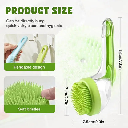 2-in-1 Pet Bath & Grooming Brush with Shampoo Dispenser – Soft Massage Brush for Dogs & Cats