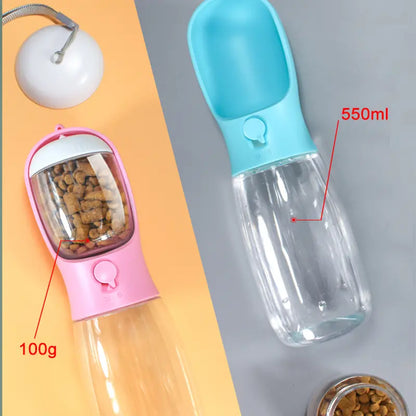 2-in-1 Portable Pet Water Bottle with Food Container – Travel Water Dispenser for Dogs, Cats & Small Pets